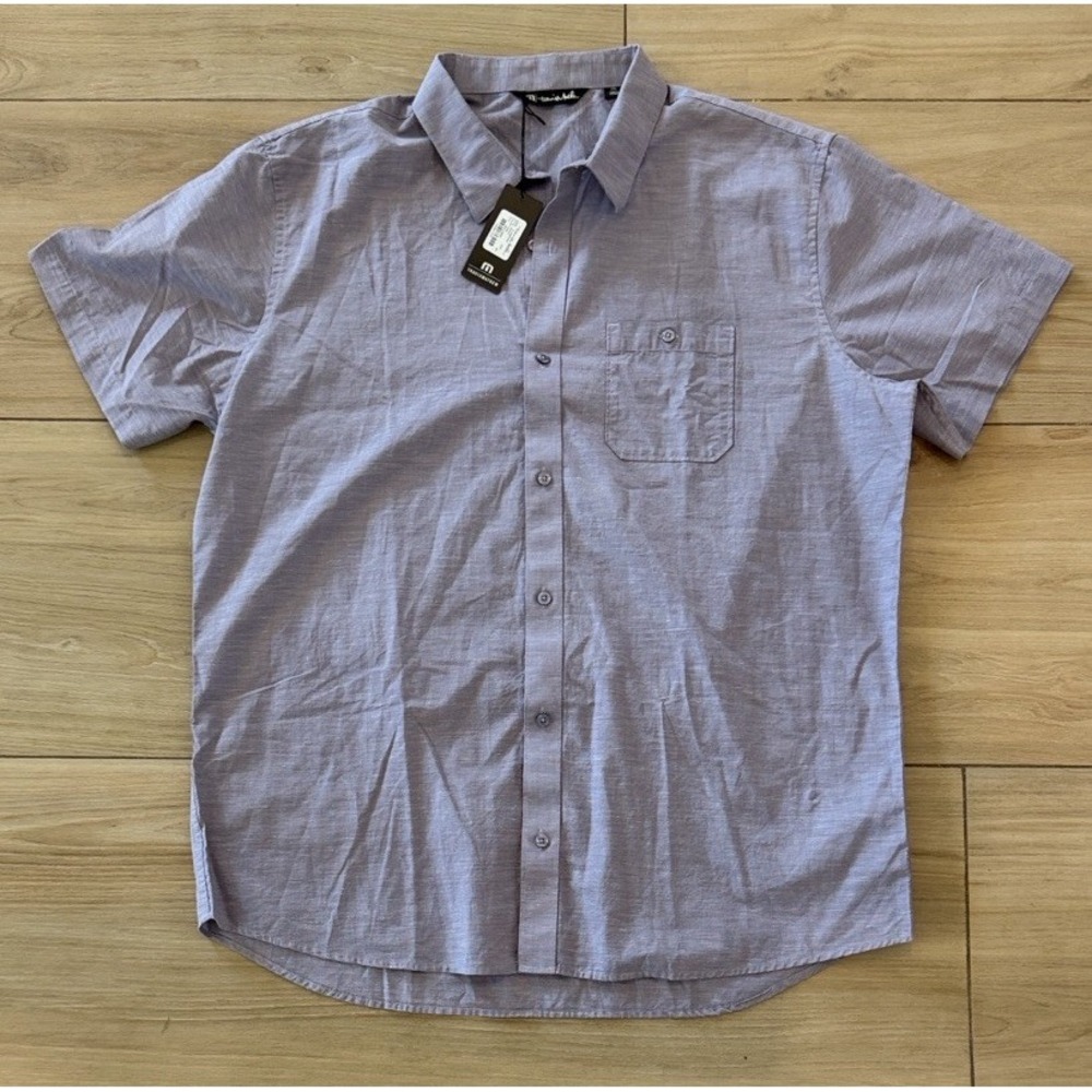 TravisMathew Mens Short Sleeve Button Up Shirt Purple Heathered XXL‎ 1MS116-5PUR
